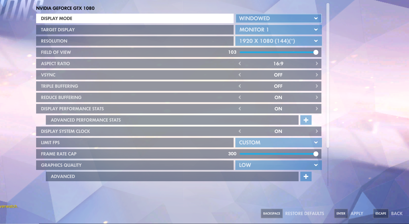 overwatch pro player settings